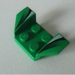 41854pb04-6G Plaat 2x4 met spatbord verhoogde vleugels met zwarte en witte strepen groen gebruikt *5S058