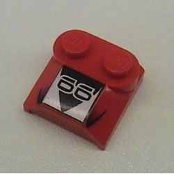 41855pb03-5G Dakpan rond 2x2x2/3 twee noppen, lip einde met nummer 66 op zwart/witte vierkant rood gebruikt *5R000