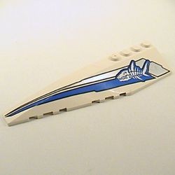 42061pb02-1 Steen, wig 12x3 links met haai en blauwe/zilveren strepen wit NIEUW *5D000