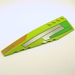 42061px1-34 Steen, wig 12x3 links met zilveren, groene en oranje strepen lime NIEUW *5D000