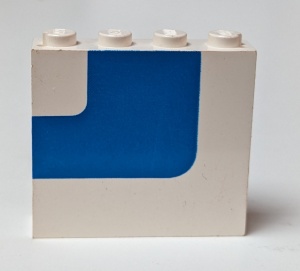 4215ap06-1G Paneel 1x4x3 blauwe streep (gebogen) wit gebruikt *0D0000