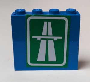 4215pb028-7G Paneel 1x4x3 Snelweg symbool (groen) blauw gebruikt *0D0000