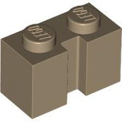 4216-69 Steen 1x2 met sleuf crème,donker NIEUW *1L040