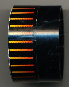 4266pb04-11G Wiel 20x30 Technic, velg glad MET 28 LIJNEN MET VERLOPENDE KLEUR ORANJE NAAR GEEL (sticker) zwart gebruikt *5W000