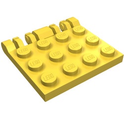 44570-3G Scharnierplaat 3x4 met twee vingers 7 of 9 tanden geel gebruikt *0L000