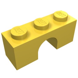 4490-3G Steen, boog 1x3x1 hoog geel gebruikt *1D050