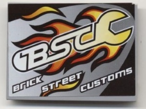 4515pb030-86G Dakpan 10 graden 6x8 'BSC Brick Street Customs' (Sticker) grijs, licht (blauwachtig) gebruikt *5R000