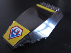 45705pb014-13G Cockpit glas 10x6x2 (gebogen- plat 4 noppen achterop) Met Coast Guard Logo (Stickers) transparant zwart gebruikt *