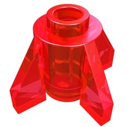 4588-17G Steen, rond 1x1 met vinnen transparant rood gebruikt *3D000