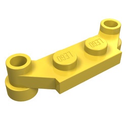 4590-3 Platte plaat 1x4 offset (plaat 2 x1+gaten links en rechts) geel NIEUW *1B320