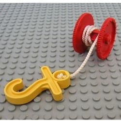 4654c04-3G DUPLO slangenrolhouder met gele haak geel gebruikt *