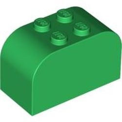 4744-6G Steen 2x4 afgerond boven met 4 noppen bovenop groen gebruikt *0K0000