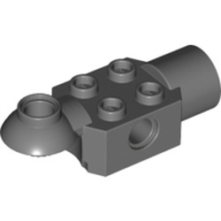 47452-85G Technic, steen 2x2 met gat and Rotation Joint Ball Half Top Horizontal, andere kant socket grijs, donker (blauwachtig) gebruikt *