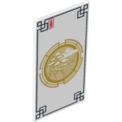 57895pb027-12 Glas voor raam 1x4x6 aziatisch met gouden bergen en boemen transparant NIEUW *