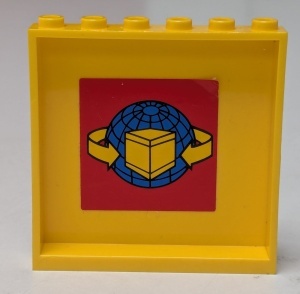 59349pb018-3G Paneel 1x6x5 met box en pijlen op ronde achtergrond (Sticker) geel gebruikt *5P0000