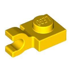 6019-3 Platte plaat 1x1 met horizontale clip geel NIEUW *1B287