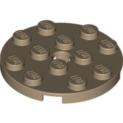 60474-69 Platte plaat 4x4 rond crème,donker NIEUW *1B210