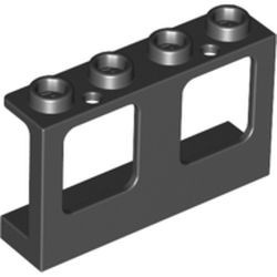 61345-11 Raam 1x4x2 paneel- 2 gaatjes onderin- glas:60601 (2 nodig) zwart NIEUW *1B280