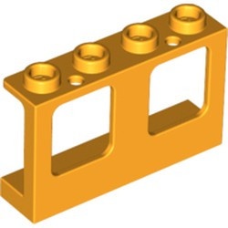 61345-110 Raam 1x4x2 paneel- 2 gaatjes onderin- glas:60601 (2 nodig) oranje, lichthelder NIEUW *1B280