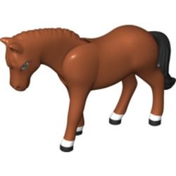 6171pb03-68 Paard, BELVILLE met zwarte manen en witte voeten oranje, donker NIEUW *5K000