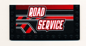 6178pb002R-11G Tegel 6x12 met noppen zijkanten 'Road Service' RECHTS (sticker) zwart gebruikt *5T09-01