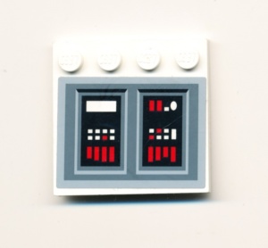 6179pb023L-1G Tegel 4x4 met noppen zijkant met SW Imperial Star Destroyer Control Panel LINKS (Sticker) wit gebruikt *5T11-02