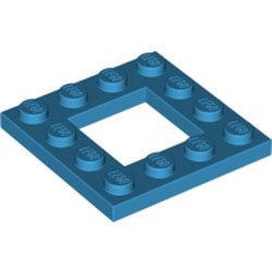 64799-153 Platte plaat 4x4 met gat 2x2 blauw, donkerazuur NIEUW *1L0000