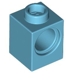 6541-156 Technic, steen 1x1 met PINgat blauw, middenazuur NIEUW *