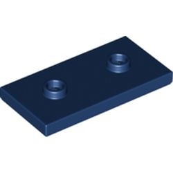 65509-63 Platte plaat 2x4 - 2 centrale noppen blauw, donker NIEUW *5C006