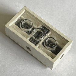 7049b-1G Steen 2x4 met gaten voor wielen met pinnen aan alle zijden transparante onderkant wit gebruikt * - Img 3