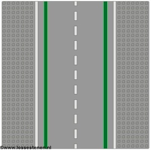 80547pb01-9G Wegenplaat 32x32 recht MET FIETSPAD zonder zebrapad lichtgrijs (klassiek) gebruikt *3K000