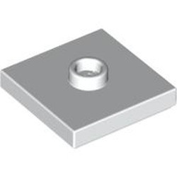 87580-1 Platte plaat 2x2 1 centrale nop wit NIEUW *1B349