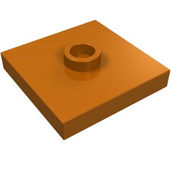 87580-68 Platte plaat 2x2 1 centrale nop oranje, donker NIEUW *1B348