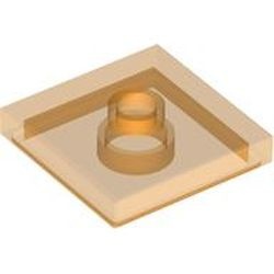 87580-89 Platte plaat 2x2 1 centrale nop transparant oranje NIEUW *1B349
