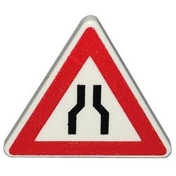 892pb004-1G Verkeersbord- driehoek met clip, wegsversmalling wit gebruikt *1E009