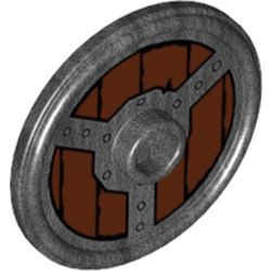 91884pb005-77 Schild rond met nop en ring met houten planken in circel grijs, donkerparel NIEUW *0L0000