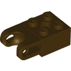 92013-120G Technic, steen 2x2 met asgat en twee vingers aan einde bruin, donker gebruikt *