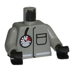 973p29c01 Torso, brandweer jas met meter, lichtgrijze armen lichtgrijs (klassiek) NIEUW *0B0000