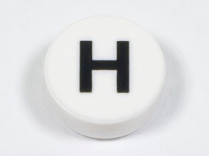 98138pb218 Tegel 1x1 rond letter H wit NIEUW *0L0000