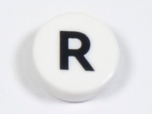 98138pb228 Tegel 1x1 rond letter R wit NIEUW *0L0000