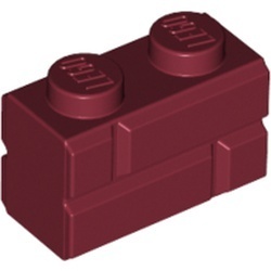 98283-59 Steen met baksteenmotief 1x2 rood, donker NIEUW *