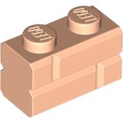98283-90 Steen met baksteenmotief 1x2 vleeskleurig, licht NIEUW *