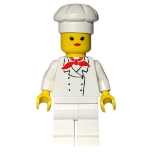chef006G Chef - Koksmuts, hoofd vrouw rode lippen, witte benen gebruikt *0M0000