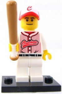 col03-16 Baseball speler met basenallknuppel en standaard NIEUW *0M0000