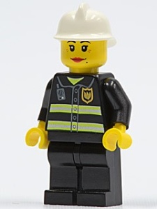 cty0120 Brandweervrouw reflectiestrepen witte helm- vrouw (ass2011) NIEUW *0M0000