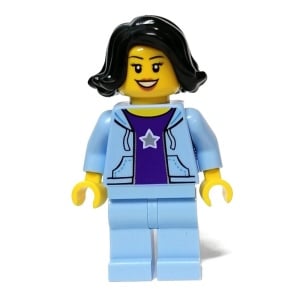 hol261 Vrouw, zwart haar, lichtblauw jasje NIEUW *0M0000