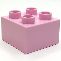 HU3437-23 COMPATIBEL met DUPLO steen 2x2 (Hubelino) roze (klassiek) NIEUW *