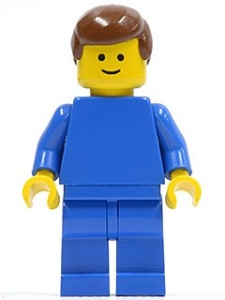 pln061G Effen blauwe Torso met blauwe armen, blauwe benen, bruin haar gebruikt *0M0000