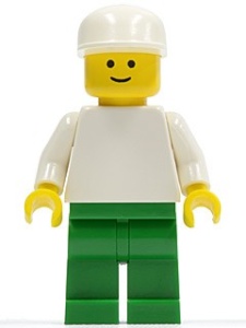 pln111G Witte torso en armen, groene broek, witte pet gebruikt *0M0000