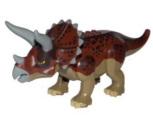 tricera01-69G Triceratops met roodbruine rug (PAKKETZENDING) crème,donker gebruikt *
